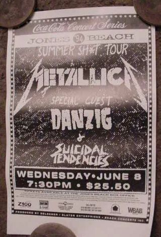 Metallica Danzig Suicidal Tendencies 1994 Concert Poster Jones Beach York