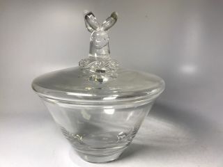 Fine Vintage Steuben Crystal Art Glass Ram Head Covered Candy Lidded Dish Bowl