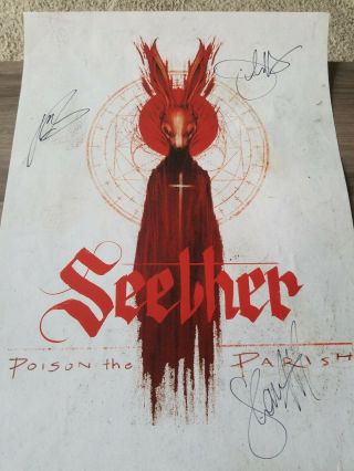Seether Signed Autographed Poison The Parish 18 X 24 Album Poster Music Rock