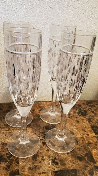 Set Of 4 Ralph Lauren Home Aston Fine Crystal Champagne Flute Glasses