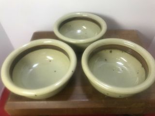 Rare Set Of 3 Vintage Dansk Blt Stoneware Cereal Large Bowls Mcm Tan Refsgaard