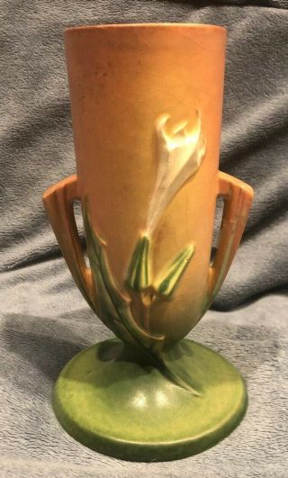 Vintage Roseville Pottery Thorn Apple 2 - Handled Vase 814 - 7 " Pink