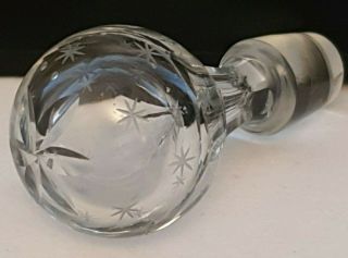 Victorian Star Etched Globe & Shaft Glass Decanter Pair Brandy Snifters 7