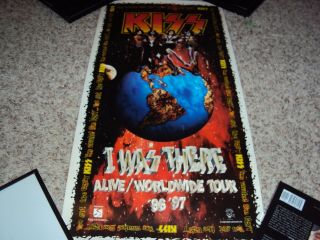 KISS rare OUT OF PRINT World Tour 1996 1997 Poster Exclusive Gene Simmons 16x30 5