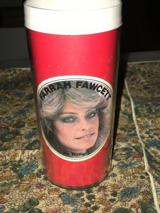 Vintage Farrah Fawcett Logans Run Red Plastic Cup 1976 Charlie ' s Angels 3