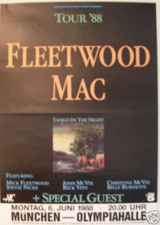 Fleetwood Mac Concert Tour Poster 1988 Tango In The Night