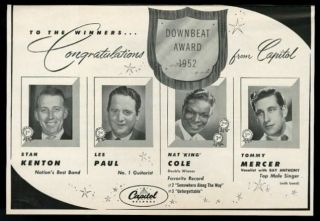 1953 Stan Kenton Les Paul Nat King Cole Tommy Mercer Photo Capitol Print Ad