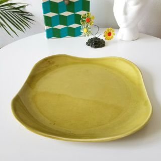 14 " Russel Wright American Modern Plate Square Platter Chartreuse Steubenville