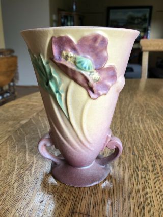 Roseville Pottery,  Poppy Double Handled Vase,  Quite Lovely,