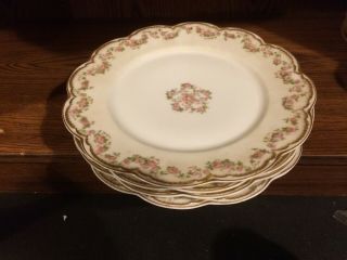 Haviland Limoges Schleiger 270 Set Of 4 Dinner Plates Swags Of Roses Double Gold