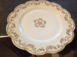 Haviland Limoges Schleiger 270 Set of 4 Dinner Plates Swags of Roses Double Gold 2