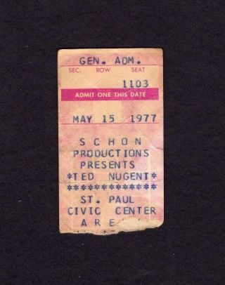 1977 Ted Nugent Foreigner Concert Ticket Stub St.  Paul Mn Cat Scratch Fever Tour