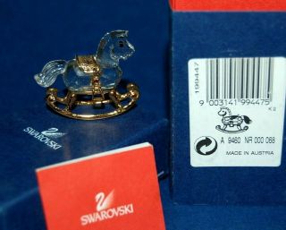 Swarovski Memories ROCKING HORSE Cut Crystal 18ct Gold Plated Ornament 2