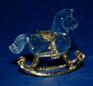 Swarovski Memories ROCKING HORSE Cut Crystal 18ct Gold Plated Ornament 3