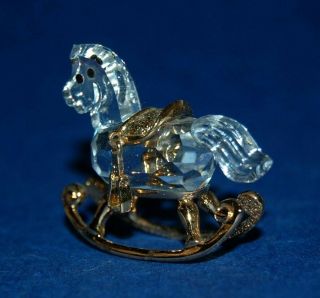 Swarovski Memories ROCKING HORSE Cut Crystal 18ct Gold Plated Ornament 4