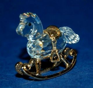 Swarovski Memories ROCKING HORSE Cut Crystal 18ct Gold Plated Ornament 5