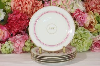 Old Paris Porcelain,  Pink & Gold Dessert Plates (6) 19th C.