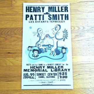 Patti Smith,  Henry Miller,  Big Sur,  Carmel,  Kerouac - Rare Poster 12.  5 " X 23 " 2004