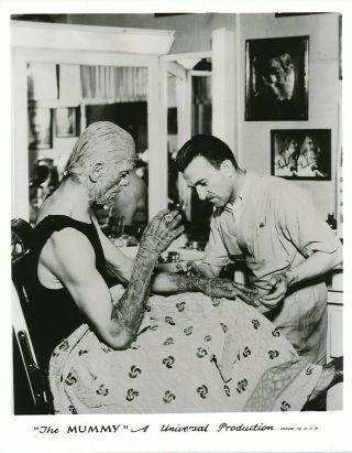 Boris Karloff Jack Pierce Candid Make - Up 1932 The Mummy Universal Horror Photo