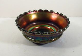 Marked Northwood Amethyst Carnival Glass " Peacock At The Fountain " Berry Bowl