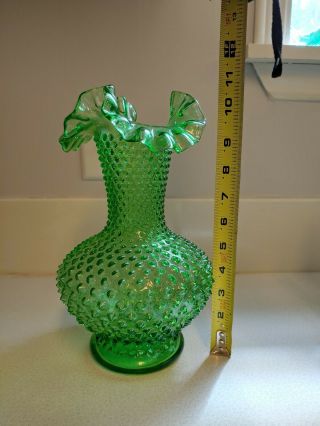 Fenton Art Glass Fern Green 11 " Hobnail Vase