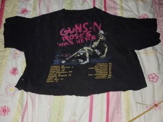 Vintage 1987 Guns And Roses Was Here Concert Tour Shirt Xl Cut Off