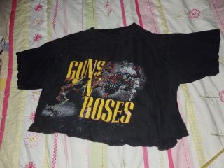 Vintage 1987 Guns And Roses Was Here Concert Tour Shirt XL Cut Off 3