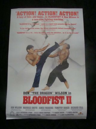 Bloodfist 2 Movie Poster Don The Dragon Wilson 1991 Video Promo