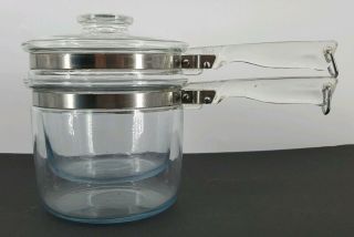 Vintage Pyrex Glass Double Boiler With Lid,  6283 - C,  6283 - U,  6283l