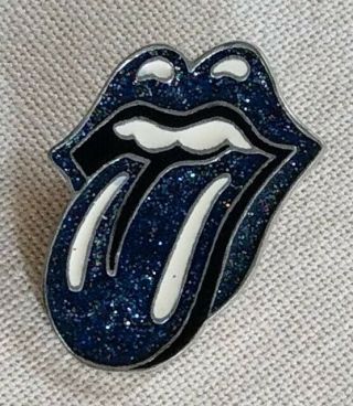 2002 Rolling Stones Licks Tour Lapel Pin Blue Sparkly Glitter Htf