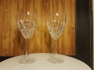 Set Of 2 Waterford Cut Crystal Araglin Pattern Wine Goblets Glasses 7 " X 2 3/4 "