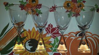 4 Holmegaard Princess Crystal 6 1/2 X 2 3/4 Teardrop Wine Glasses Goblets