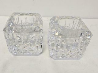 Pair - Square Waterford Crystal Votive Candle Holder Candlestick Lismore Pattern