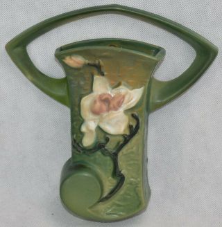 Vintage Roseville Pottery Magnolia Green Ceramic Wall Pocket 1294