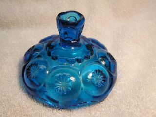 L.  E Smith Covered Compote Candy Dish Blue Moon and Stars Vintage Retro 1960s 5