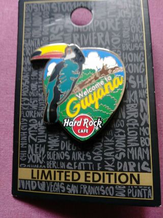 Hard Rock Cafe Pin Guyana Welcome To Guyana Toucan Guitar Pick