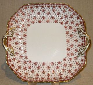 Spode Fleur De Lys Red Square Handled Cake Plate