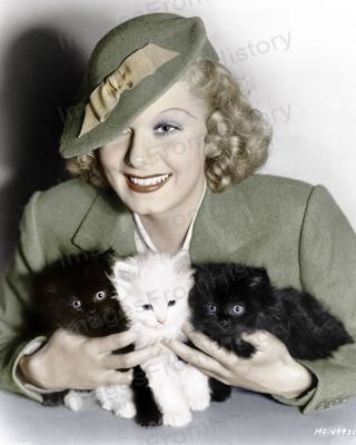 8x10 Print Jean Harlow Colorized Hatted Fashion Portrait 6851