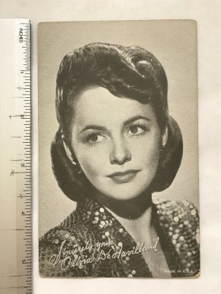 Olivia De Havilland Movie Star Actress Arcade Exhibit Fan Trade Card Autograph