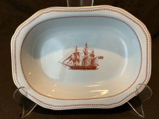 Spode Trade Winds Red 9 3/4 " Vegetable Bowl Dish Oval Open