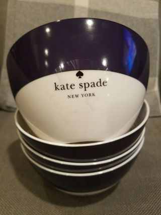 Kate Spade York Rutherford Circle Navy All Purpose Bowl Lenox Set Of 4