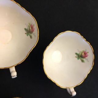 Set of 4 Hammersley England Grandmother ' s Rose Bone China Cups & Saucers 7