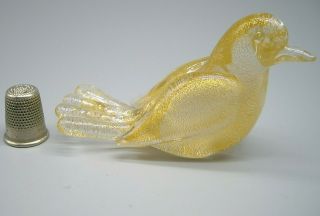 Vintage Murano Archimede Seguso Gold Polveri Glass Dove Lovebird