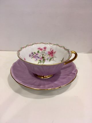 Shelley Oleander Wild Flowers Lavender / Purple Cup & Saucer