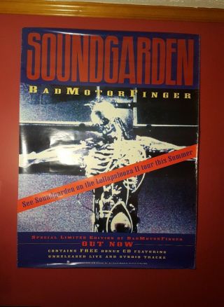 Vintage Soundgarden Poster Badmotorfinger Lollapalooza Promo Chris Cornell Rare