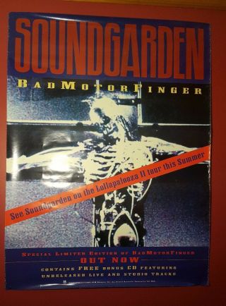 Vintage SOUNDGARDEN poster badmotorfinger lollapalooza promo Chris Cornell rare 2