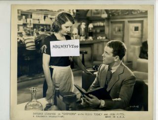 Barbara Stanwyck,  Regis Toomey In " Shopworn " 1932 Orig.  Pre - Code Publicity Photo