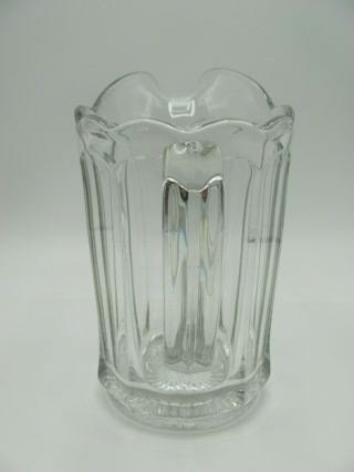EAPG Clear Glass Pitcher 10 Panels Scalloped Top Rim Heavy 7.  75” H 1900’s 4