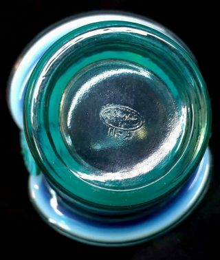 Fenton Art Glass Robin Egg Blue Opalescent Rings Mini Basket 2011 7