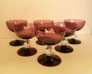 Set Of 6 Bryce Aquarius Amethyst Purple Glasses Sherbert/champagne,  4 "